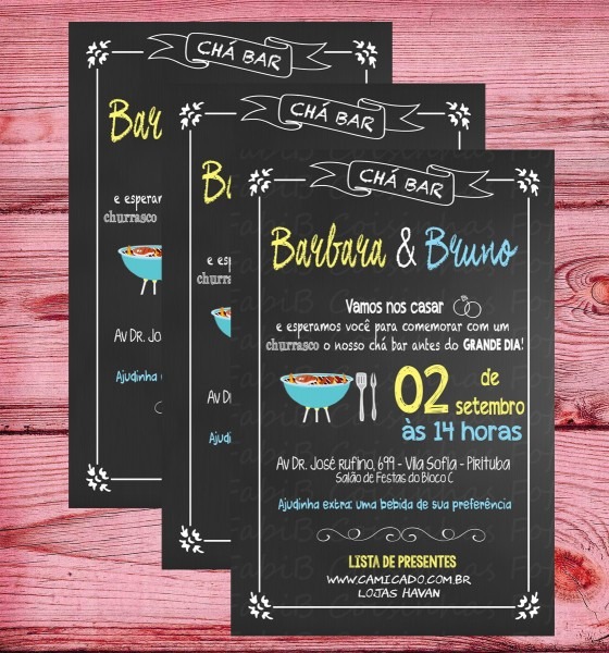 Convite chá bar churrasco no elo7 Convite chá bar churrasco no elo7