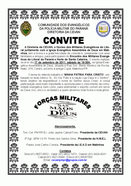 Convite militares evangelicos do litoral