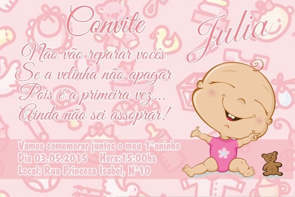 Convite de aniversário de 1 ano Convite de aniversário de 1 ano