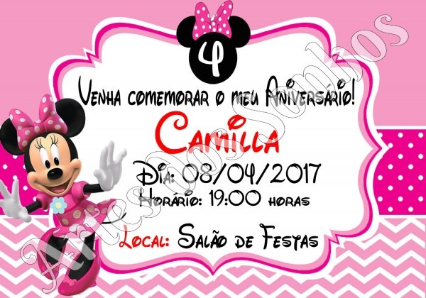 Convite minnie rosa no elo7 Convite minnie rosa no elo7