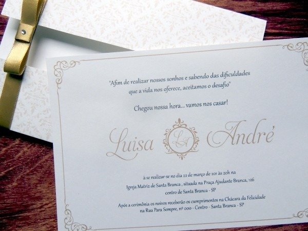 Convite de casamento classico 30un
