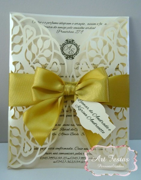 Convite de casamento e aniversÃ¡rio com envelope renda