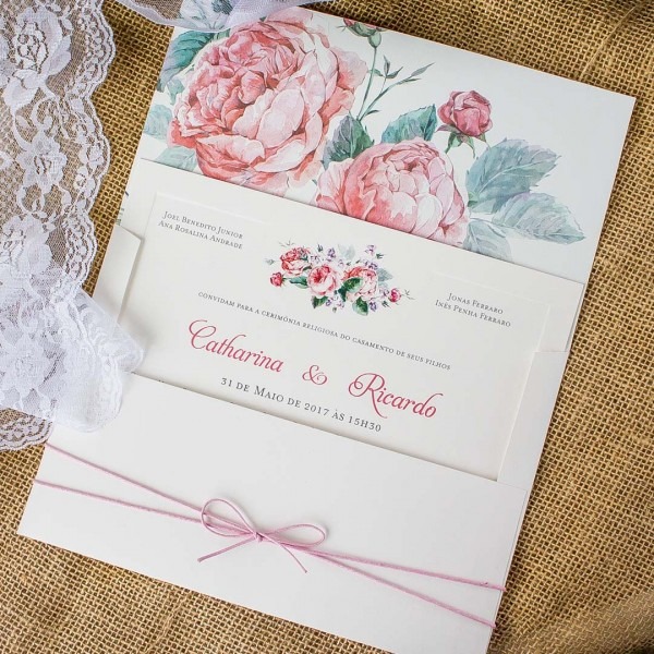 Convite flores de peônias Convite flores de peônias