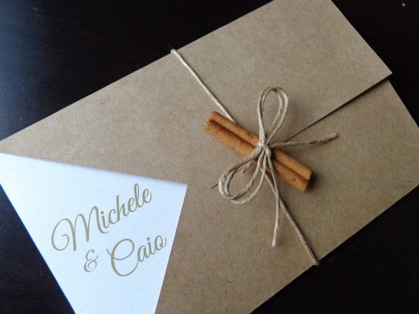 Convite de casamento em papel kraft decorado com canela no elo7 Convite de casamento em papel kraft decorado com canela no elo7