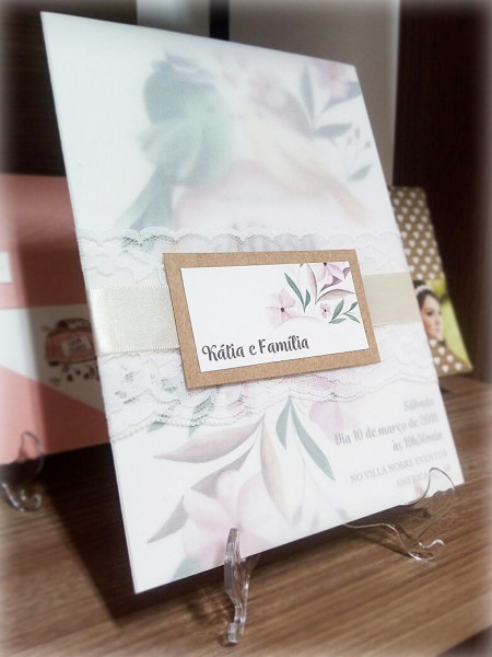 Convite de casamento save the date envelope transparente no elo7