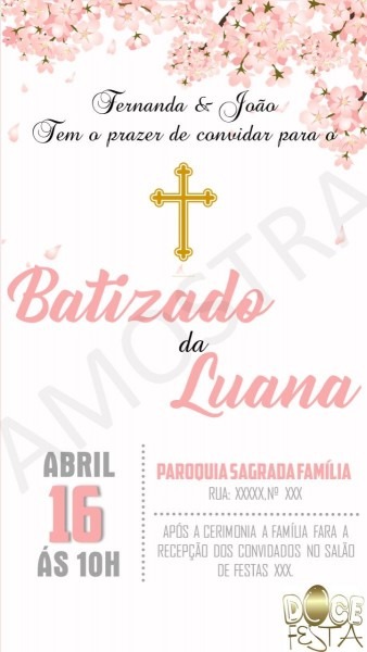 Convite digital batizado menina frete gratis envio por e