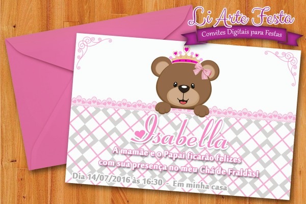 Convite chá de bebê (arte digital) + lacre envelope grátis no elo7 Convite chá de bebê (arte digital) + lacre envelope grátis no elo7