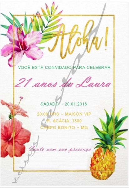 Convite digital festa tropical personalizado