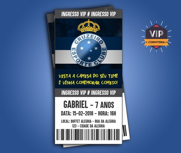 Convite digital ingresso futebol cruzeiro no elo7 Convite digital ingresso futebol cruzeiro no elo7