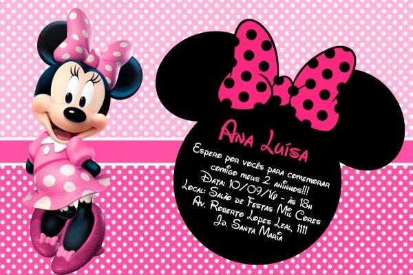 Convite digital minnie rosa