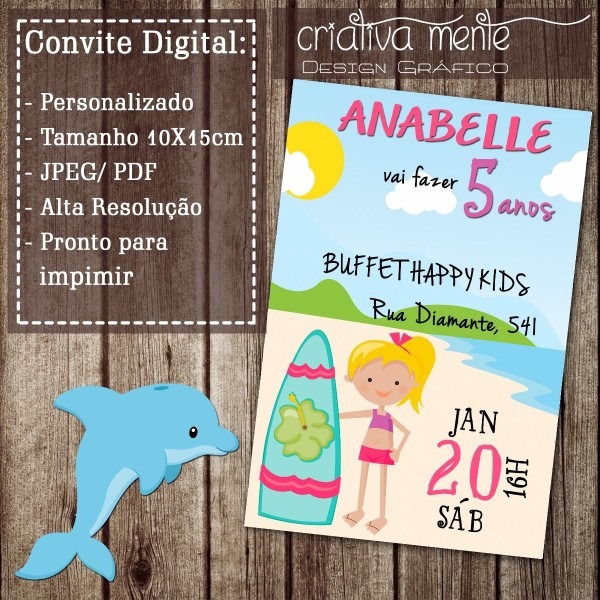 Convite digital praia menina 03