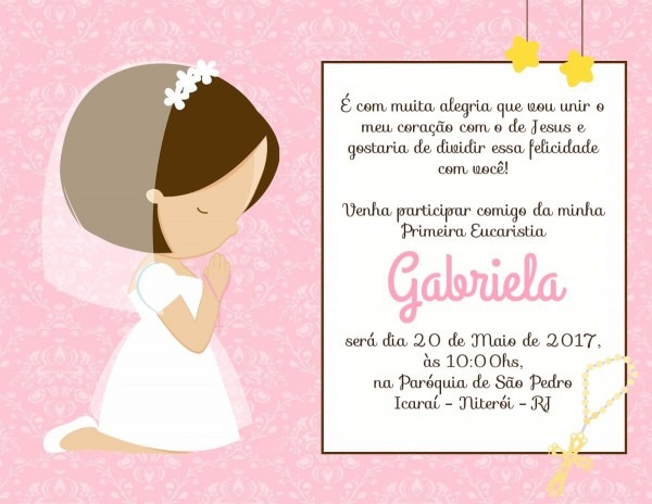 Convite digital primeira eucaristia menina Convite digital primeira eucaristia menina