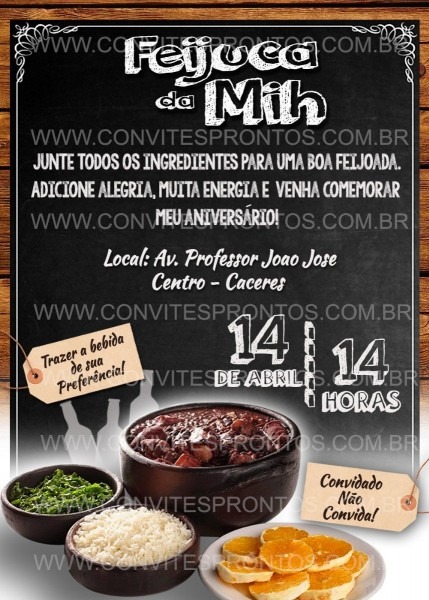 Convite digital tema feijoada Convite digital tema feijoada