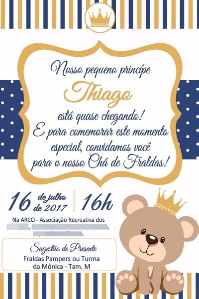 Convite digital ursa princesa urso prÃ­ncipe cha aniversario