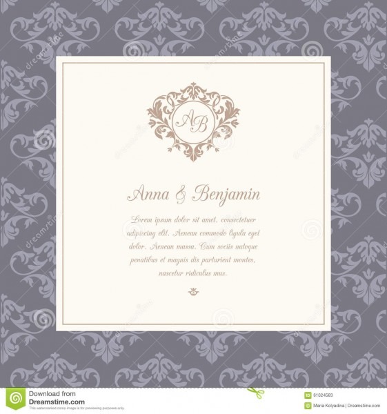 Convite do casamento com monograma ilustração do vetor Convite do casamento com monograma ilustração do vetor