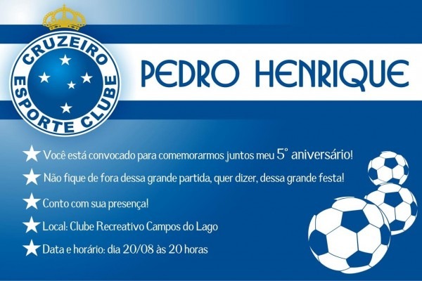 Convite e tag times cruzeiro no elo7 Convite e tag times cruzeiro no elo7