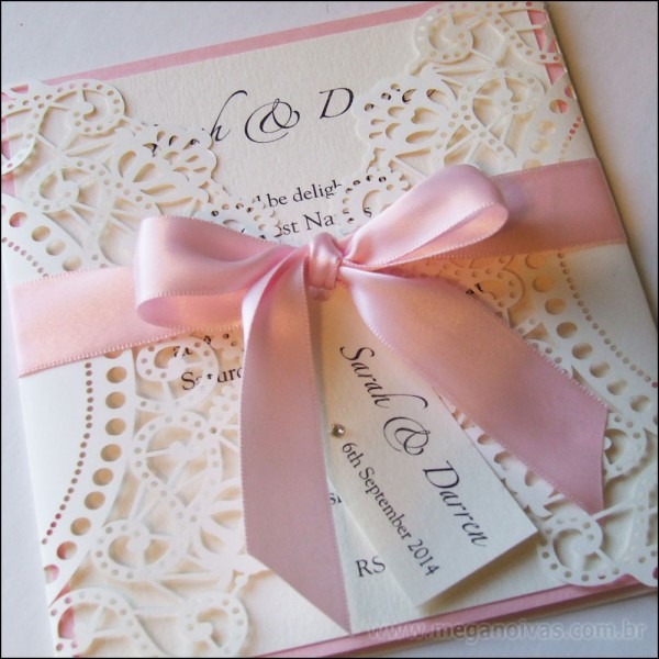 Convite de casamento com doilies (papel rendado) â mega noivas Convite de casamento com doilies (papel rendado) â mega noivas