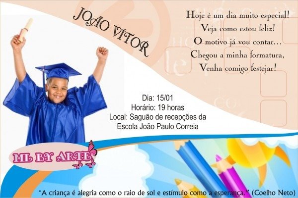 Convite digital formatura educacao infantil