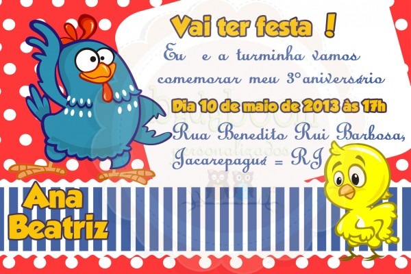 Arte de convite galinha pintadinha Arte de convite galinha pintadinha