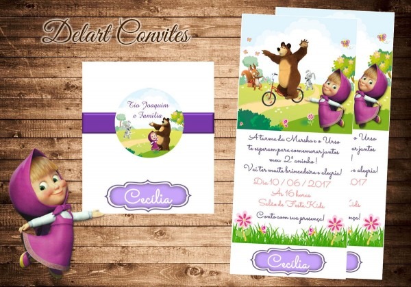 Convite masha e o urso no elo7