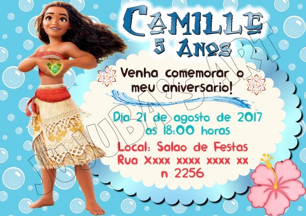 Convite moana com envelope no elo7 Convite moana com envelope no elo7