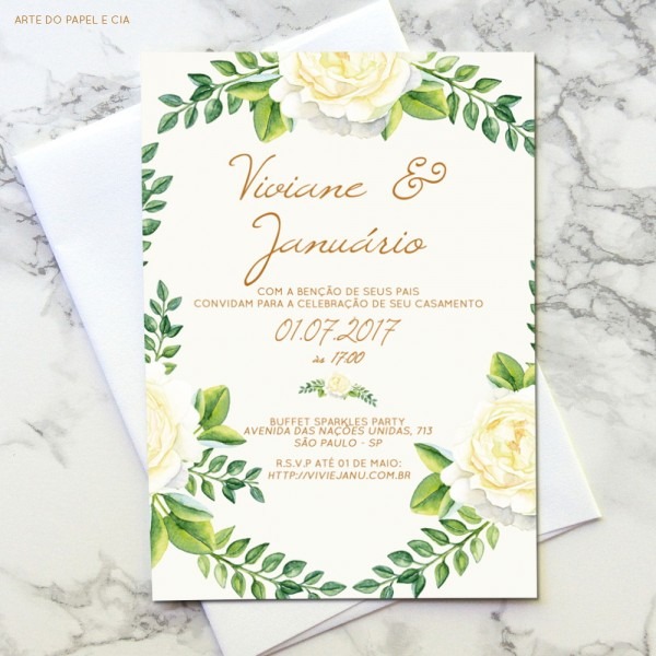 A33 convite para casamento flores brancas no elo7 A33 convite para casamento flores brancas no elo7