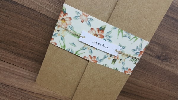 Convite para casamento kraft floral no elo7 Convite para casamento kraft floral no elo7