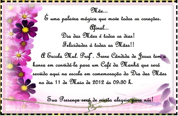 Convite para o dia das mÃes    avarÃ©