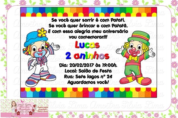 Convite patati patatá no elo7 Convite patati patatá no elo7