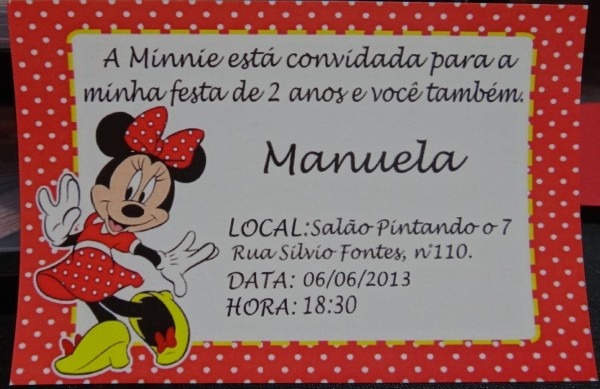Convite personalizado minnie no elo7 Convite personalizado minnie no elo7