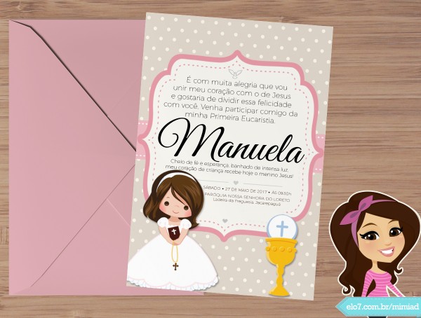 Convite primeira comunhao com visor Convite primeira comunhao com visor