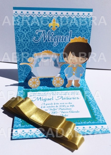 Convite principe scrap e 3d com laço no elo7 Convite principe scrap e 3d com laço no elo7