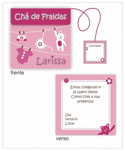 Convite sachê chá de fraldas Convite sachê chá de fraldas