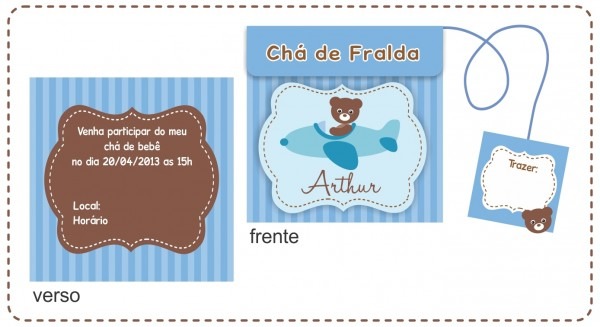 Convite sachê chá de fraldas ursinho no elo7 Convite sachê chá de fraldas ursinho no elo7
