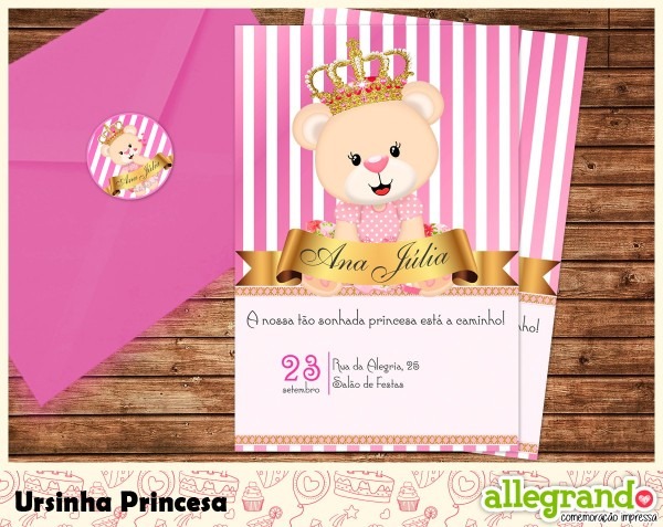 Convite ursinha princesa Convite ursinha princesa
