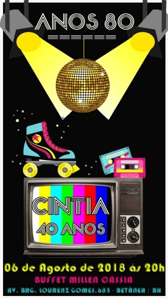 Convite virtual animado para aniversÃ¡rio   anos 80