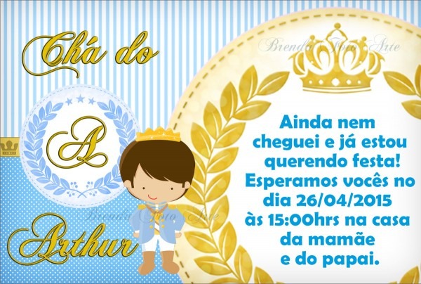 Convite coroa realeza menino no elo7 Convite coroa realeza menino no elo7