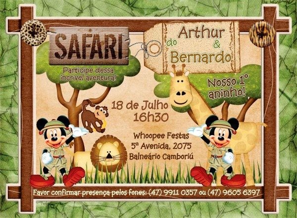 CriaÃ§Ã£o layout arte final lembrancinha convite mickey safari