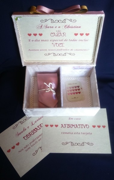 Cx convite padrinhos gravata + manual no elo7