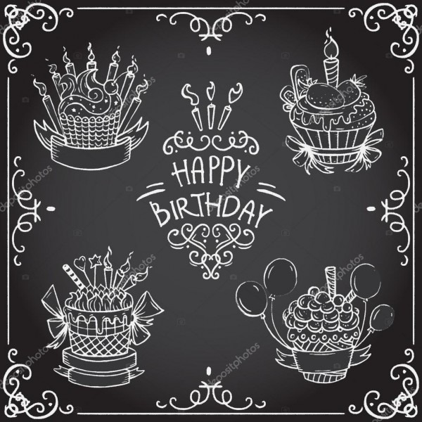 ColeÃ§Ã£o de bolinho de aniversÃ¡rio vintage  conceito de design para