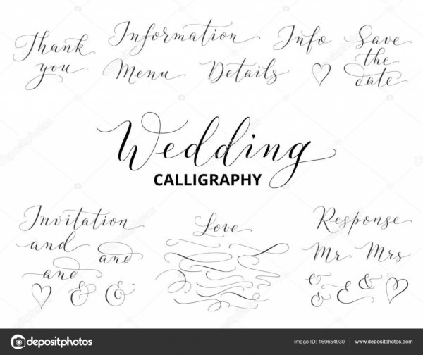 Casamento da mão escrita caligrafia conjunto isolado no branco Casamento da mão escrita caligrafia conjunto isolado no branco