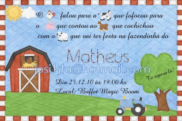 Ateliê josi duarte convite fazendinha Ateliê josi duarte convite fazendinha