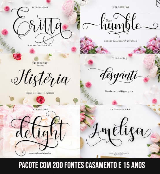 Pacote com 200 fontes para convites de casamento e 15 anos à free Pacote com 200 fontes para convites de casamento e 15 anos à free
