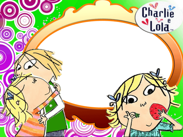 Fotos com arte tmv moldura digital charlie e lola, oval, morango Fotos com arte tmv moldura digital charlie e lola, oval, morango