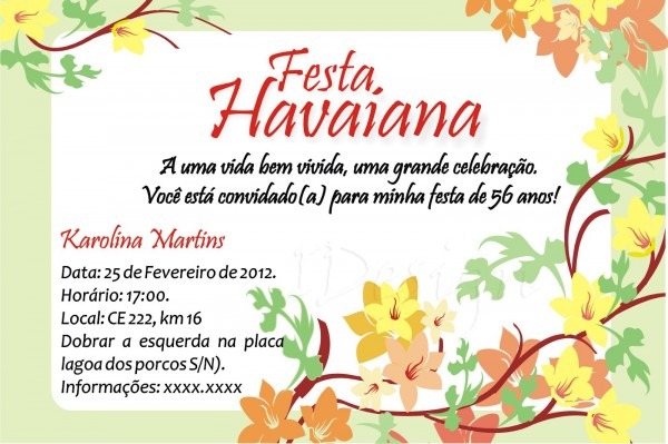 Tag; como fazer convite festa havaiana Tag; como fazer convite festa havaiana