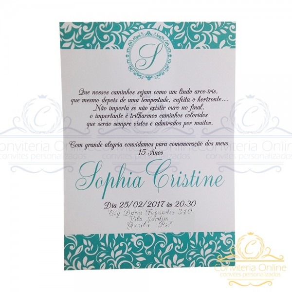 Kit 20 convites 15 anos azul tiffany com laço chanel Kit 20 convites 15 anos azul tiffany com laço chanel