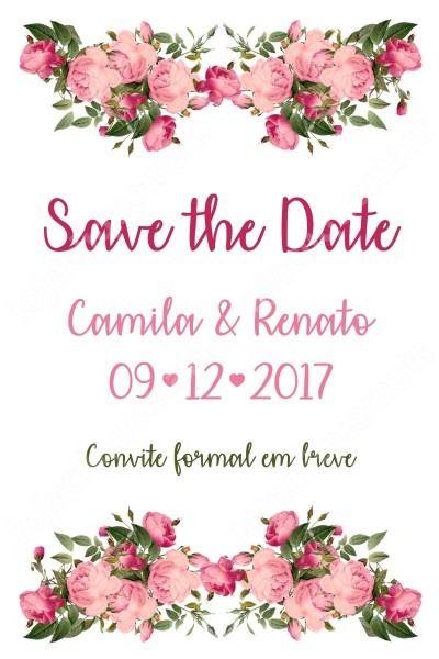 Kit arte digital save the date e convite casamento floral