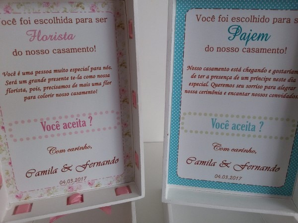 Kit com 6 caixas convite pajem e daminhas Kit com 6 caixas convite pajem e daminhas