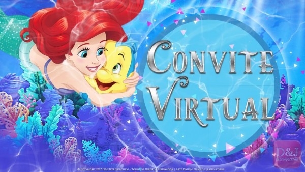 Convite virtual a pequena sereia Convite virtual a pequena sereia