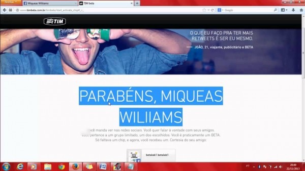 Cadastrando um convite tim beta no site Cadastrando um convite tim beta no site